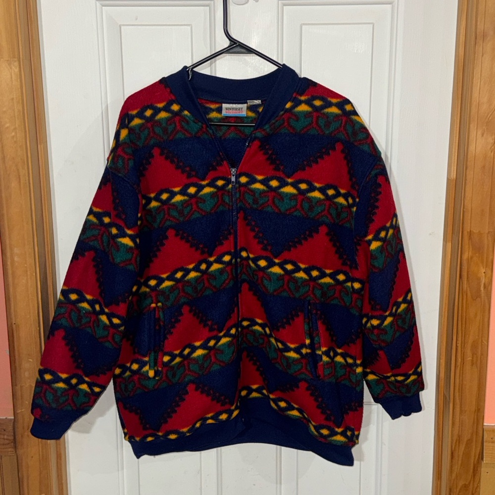 Vintage aztec full zip polyester full zip jacket.